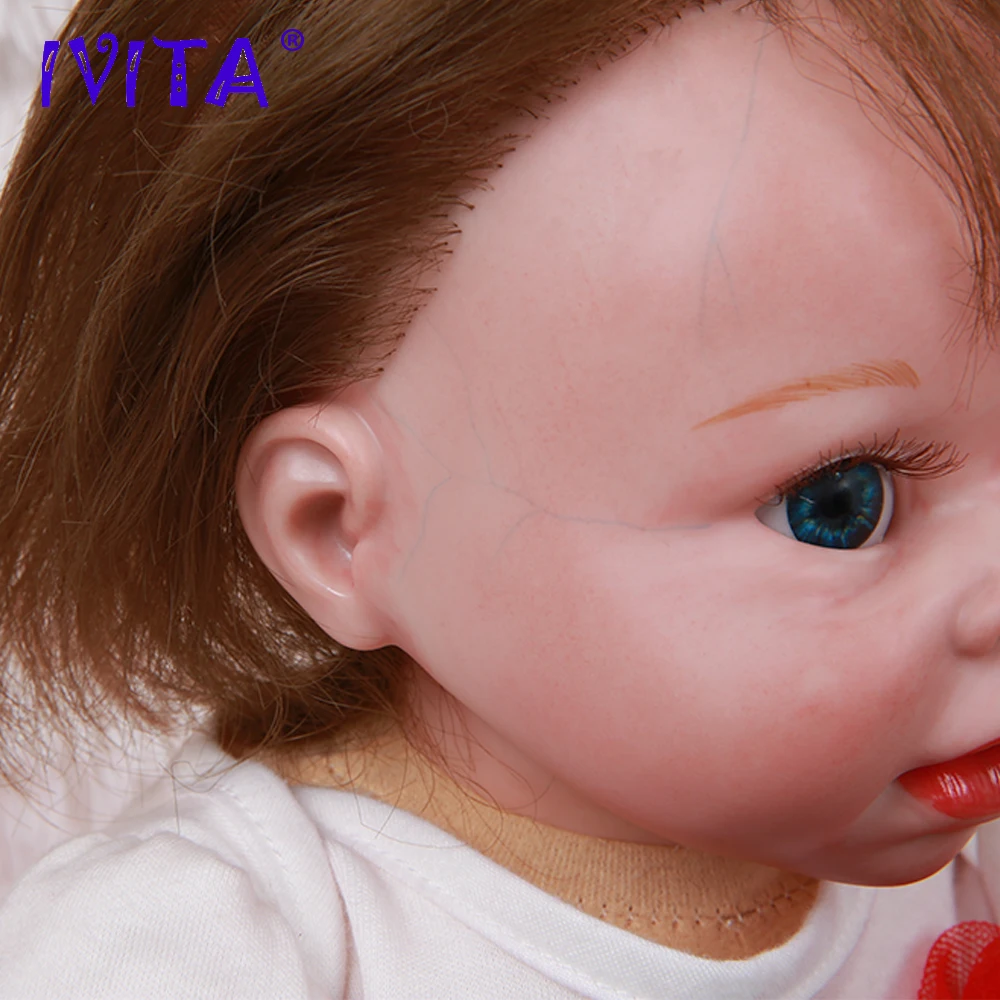 IVITA DS1809 50 см reborn силиконовая Детская кукла Реалистичная виниловая новорожденная принцесса с посаженными волосами Игрушки для маленьких девочек для детей