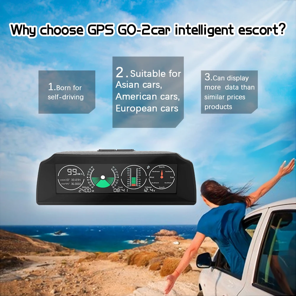 Дисплей HUD GO2 для всей автомобильной электроники gps измеритель скорости HUD Дисплей gps автомобильный проектор скорости цифровой бортовой компьютер