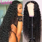 Luvin 30 40 дюймов 13x6 вьющиеся передние человеческие волосы парики 250 плотность глубокая волна 5x5 кружевные фронтальные парики для чернокожих женщин