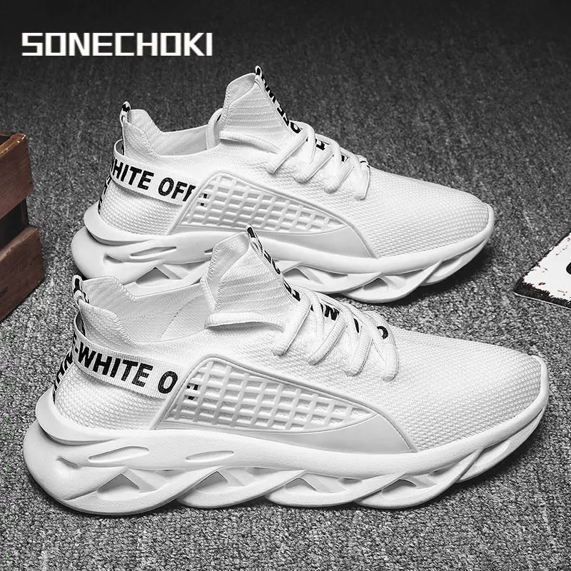 

Blade Running Shoe Men Cushioning Cut-outs Sole Light Weight Sneaker Mesh Breathable Walk Outdoor Casual Sport Shoe Lace-up