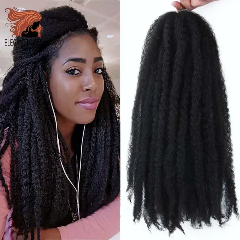 

ELEGANT MUSES 18Inch Marley Braid Hair Crochet Ombre Afro Kinki soft Synthetic Braiding Hair Crochet Braids Hair Extensions Bulk