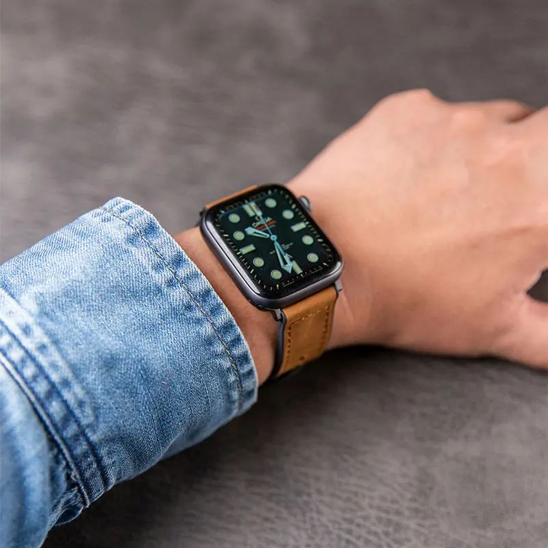 

Strap for Apple watch SE Band 44mm 40mm 38mm 42mm Italy plaid wristband leather watchband belt bracelet iwatch series 6 SE 5 4 3