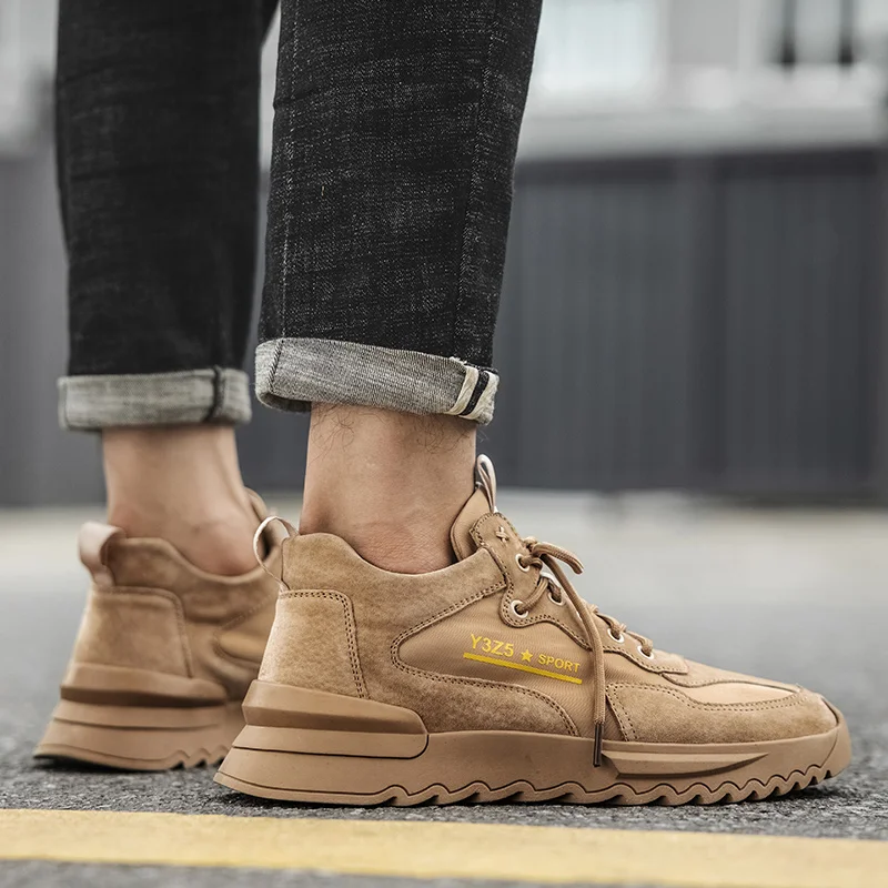 spesifikasi Pria Kulit Suede Sneakers Breathable Fashion Outdoor Sepatu Pria Lace-Up Santai Berjalan Sepatu Pria Sepatu Rekreasi Pergelangan Kaki Sepatu Bot