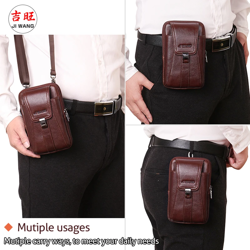 Мужская поясная сумка из натуральной кожи с ремнем 2021 |