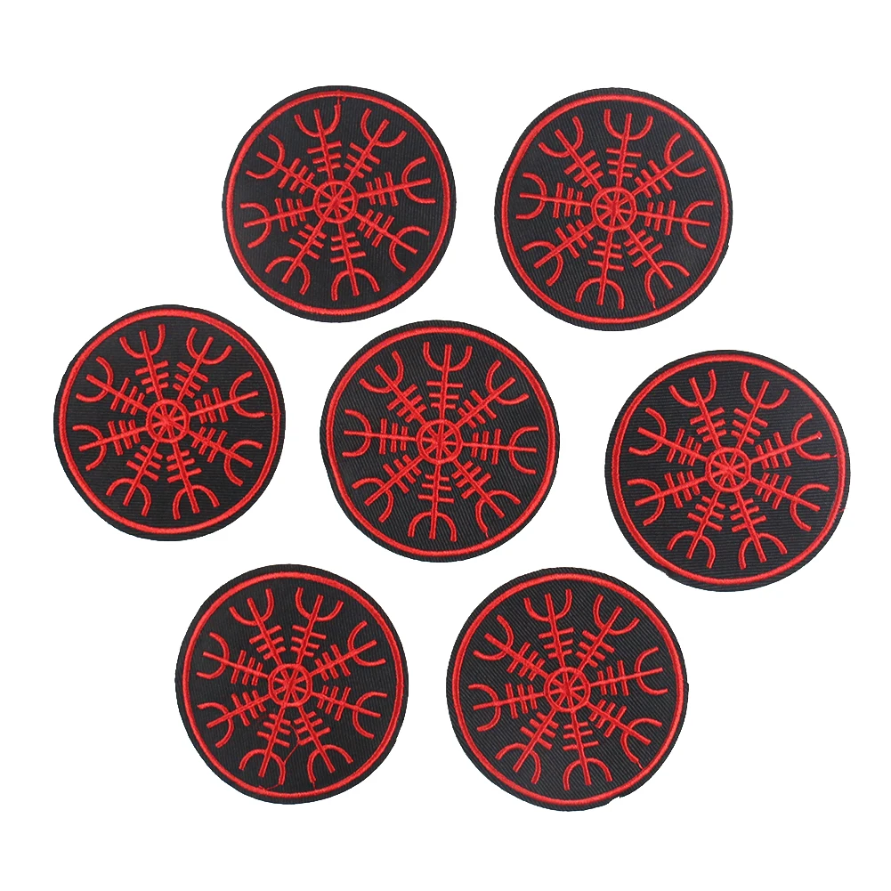 5 шт. символ викинга Бог войны Vegvisir нашивки значки круглая вышивка аппликация для