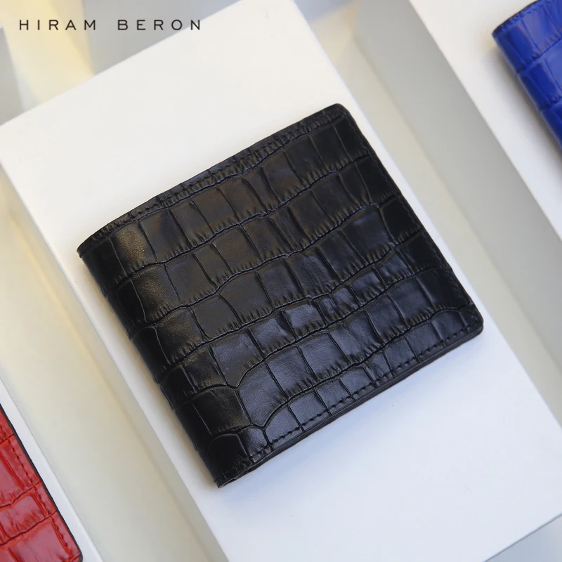Hiram Beron Personalized Italian Crocodile Pattern Leather Wallet Men Luxury Product Gift for Man Dropship