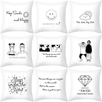 2021 new hot white fresh simple line sketch character series sofa office pillow case funny home decoration modern cushion cover