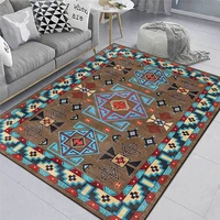 european style geometric rug american style coffee pot dark brown blue carpet living room bedroom bed blanket kitchen floor mat