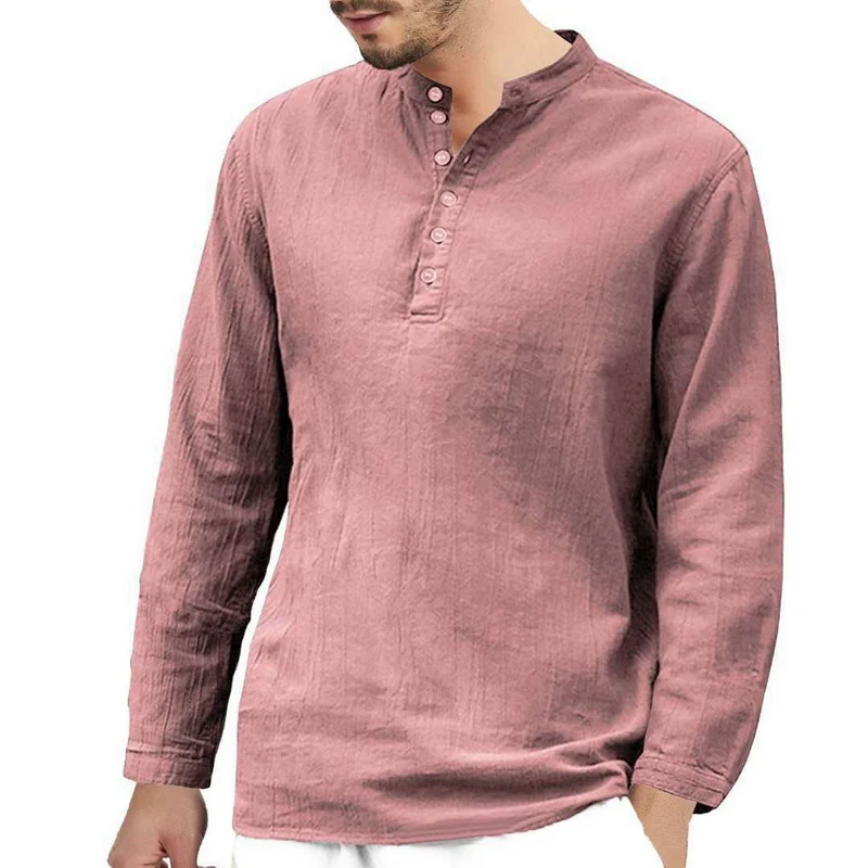 

SHUJIN Men's Long Sleeve Shirts Cotton Linen Casual Breathable Comfortable Shirt Fashion Style Solid Male Loose Men's Shirts