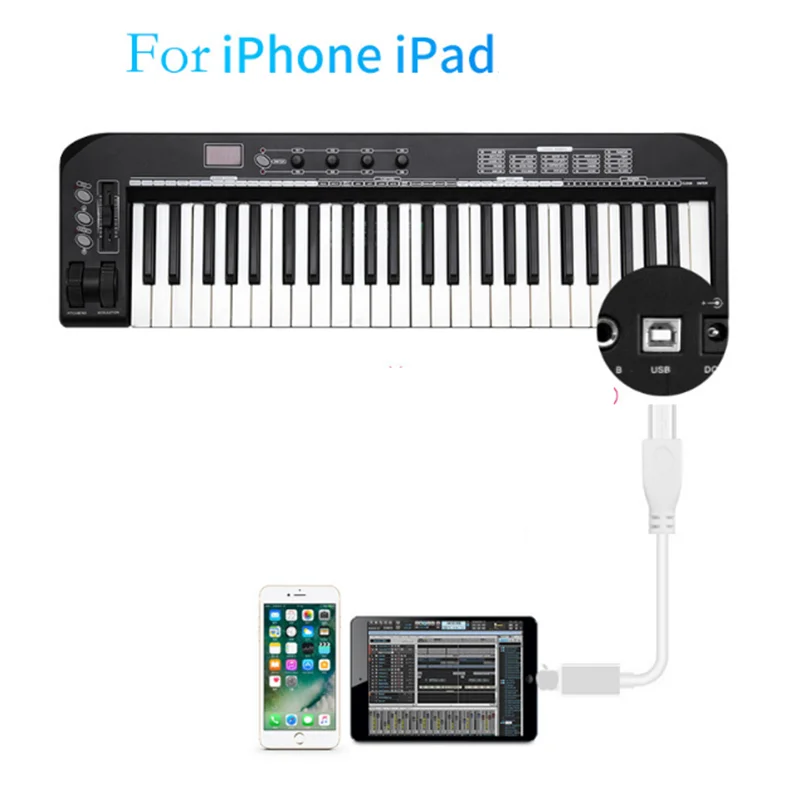 

50pcs lightning Interface Adapter Cable Converter PC Music Keyboard Synth Adapter Electric Piano Drum MIDI cable otg Accessories