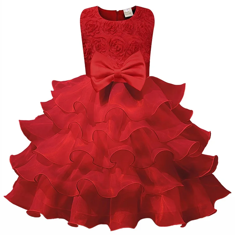

New Girl's Dress Christmas Elegant Princess Dress Girl's Rose Dress Wedding Party Sleeveless Dress For 3 months - 8 years old