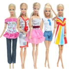 5 шт. кукольный наряд, одежда ручной работы, розовое мини-платье, одежда для вечеринки, Повседневная рубашка, брюки, юбка, одежда для Барби