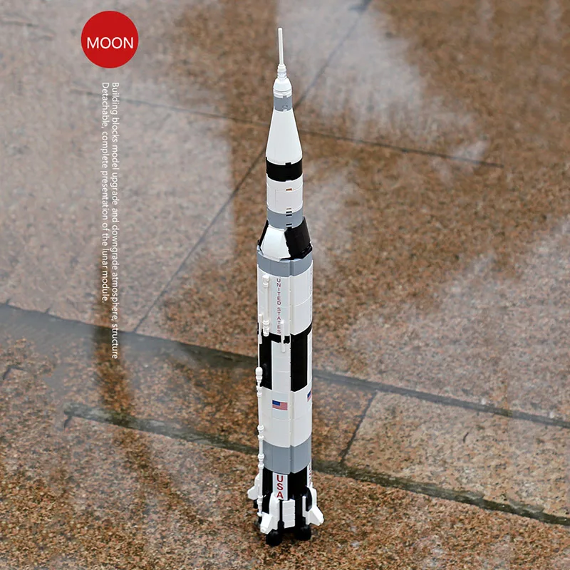 

City Space Station Apollo Saturn V Set Model Building Blocks Creator Lunar Module Spaceship Bricks Moc Educational Toys Kid Gift