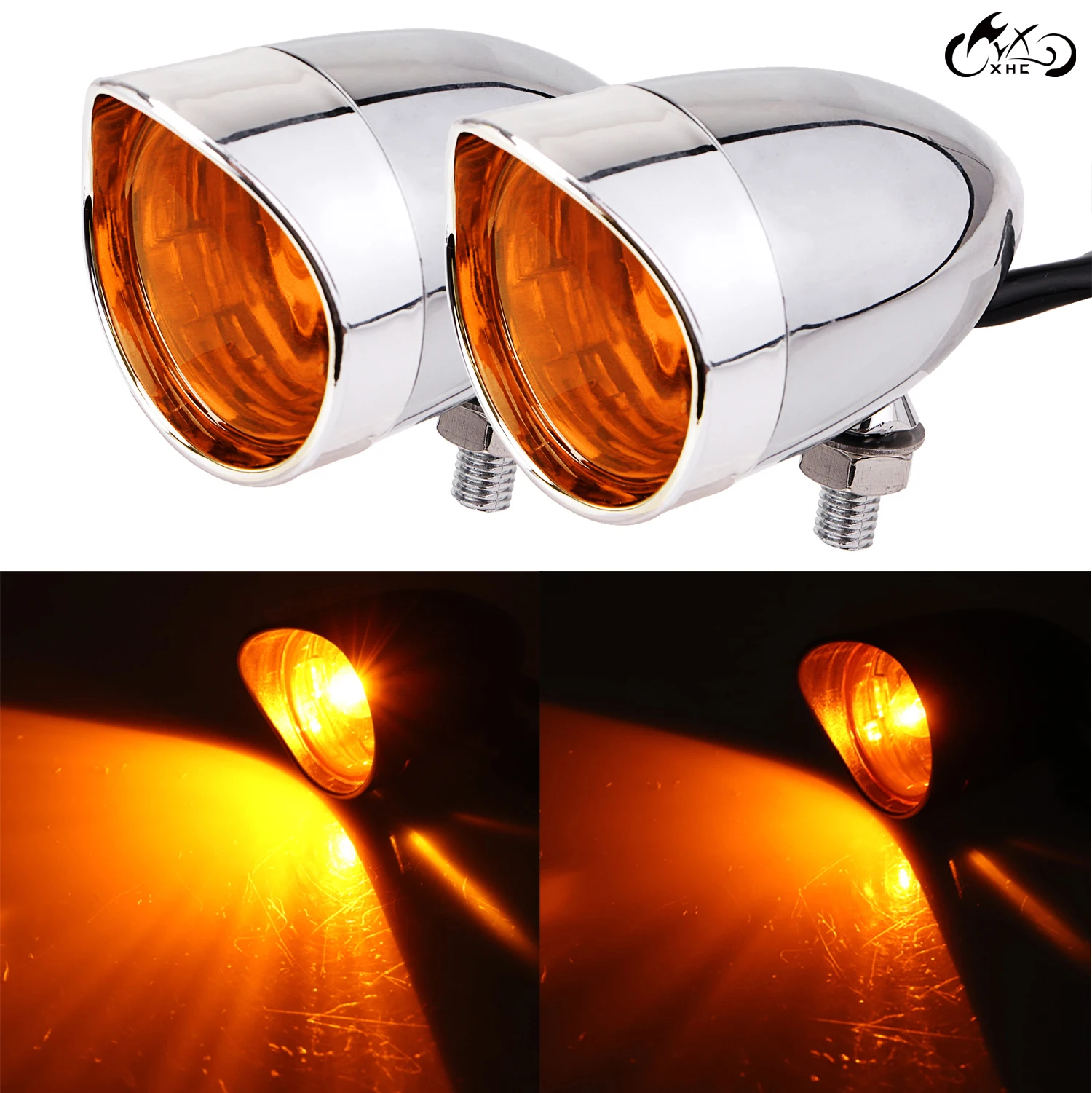 Хромированный мотоциклетный передний козырек пуленепробиваемый Янтарный