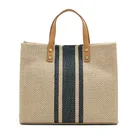 2022 модный простой квадратный деловой портфель через плечо, полосатая дизайнерская Холщовая Сумка-тоут, вместительная сумка для женщин