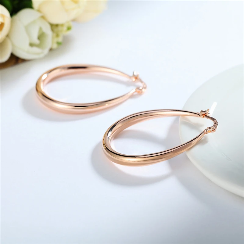

DOTEFFIL 925 Sterling Silver/Gold/Rose Gold Smooth U Circle Earrings For Women Lady Engagement Wedding Charm Silver Jewelry