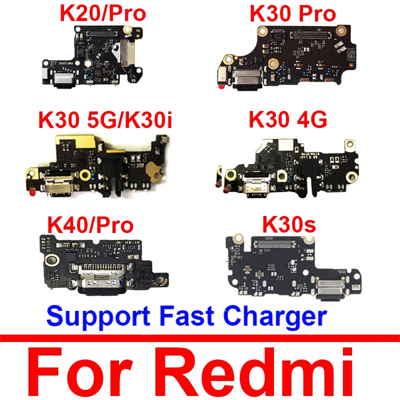 

USB Charger Jack Dock Board For Xiaomi Redmi K20 K30 Pro K30i K30s USB Charging Port Board For Redmi K40 Pro Replacement Parts