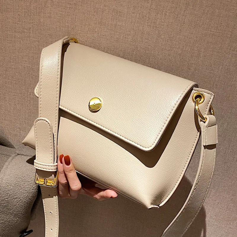 

2021 New Fashion Simple Shoulder Bag Ladies Texture Commuter Large Capacity Female Bag High Quality Leather Casual Messenger Bag
