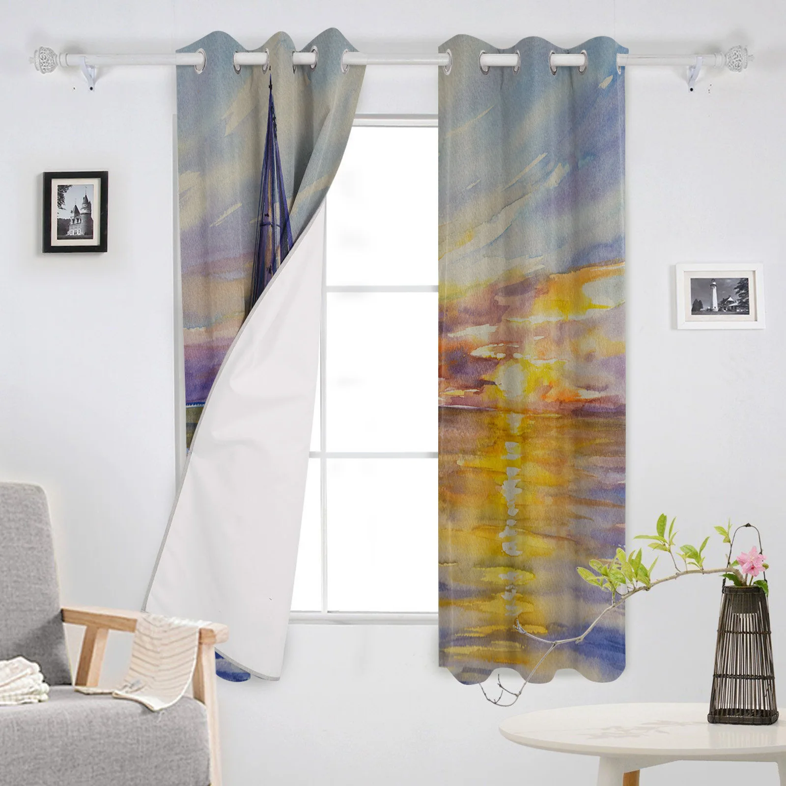 Морские парусные волны картина маслом оконные шторы домашний декор занавески