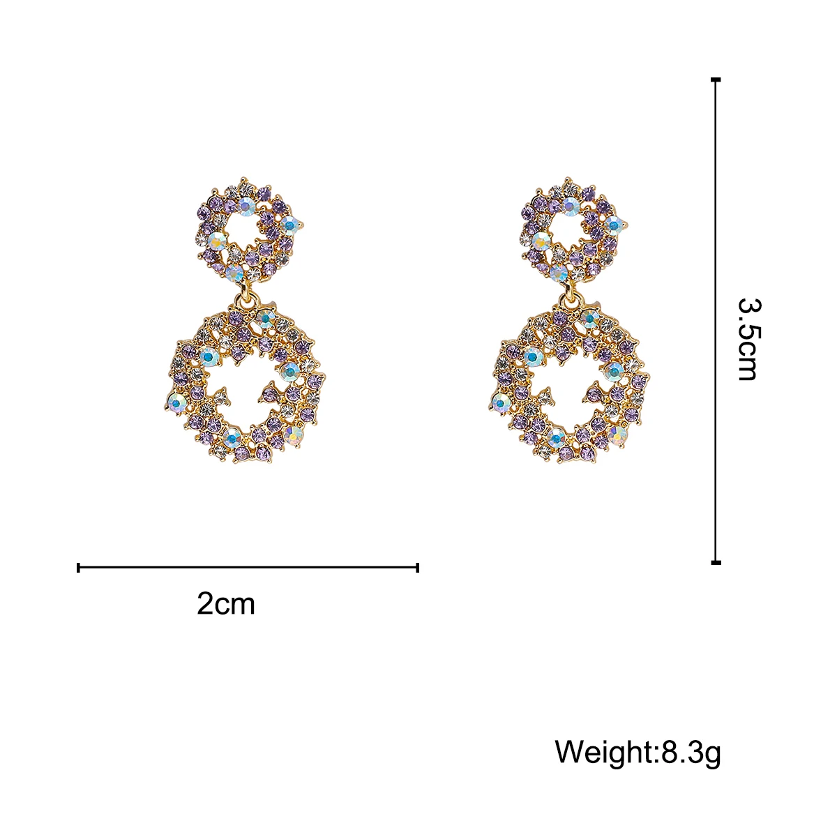 

Trendy Multicolor Rhinestone Hanging Earrings geometric Round Crystal Dangle Earrings for Women Korean Fashion Jewelry 2021