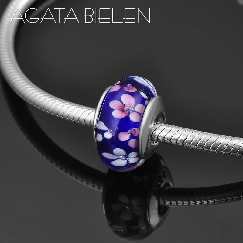 Стерлинговое Серебро 925 пробы пасторальный стиль темно синий из муранского