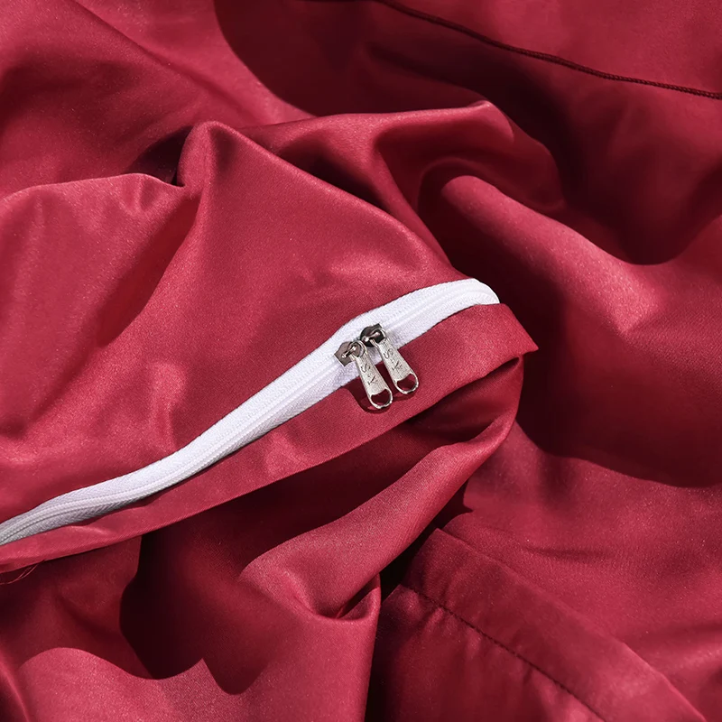 Постельное белье из сатина в полоску красное пододеяльник наволочка простыня