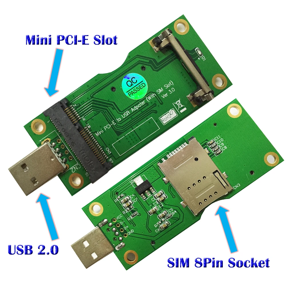PCi E беспроводная карта адаптера WWAN к USB 2 0 со слотом для SIM карты модуля 3G/4G с