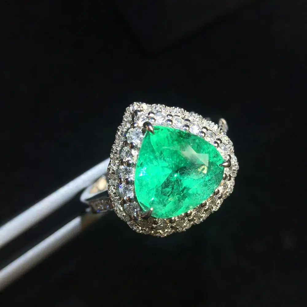 Женское кольцо с изумрудом 2 98ct ювелирное изделие из натурального чистого золота