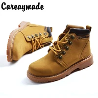 careaymade couple leather martin boots european and american retro outdoor motorcycle bootsleisure boys and girls short boots