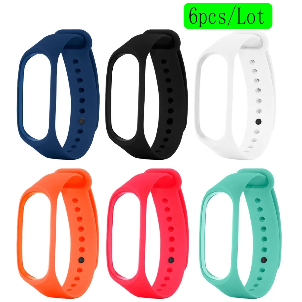 

Gosear 6pcs TPE Replacement Watchband Wristband Watch Wrist Strap Bracelet Belt for Xiaomi Mi Band Miband 3 Band3 Accessories