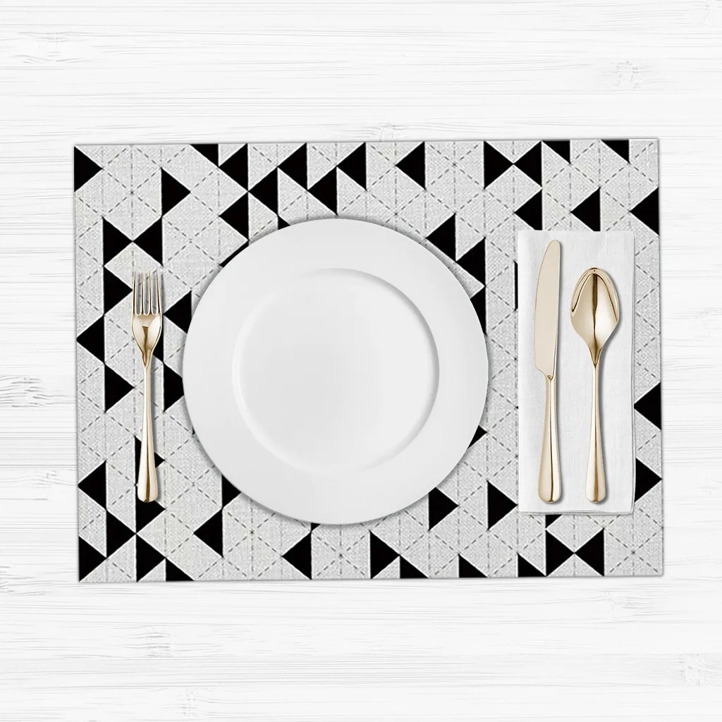 Кухонная подставка из хлопка и льна с геометрическим принтом 32x21 см|Коврики