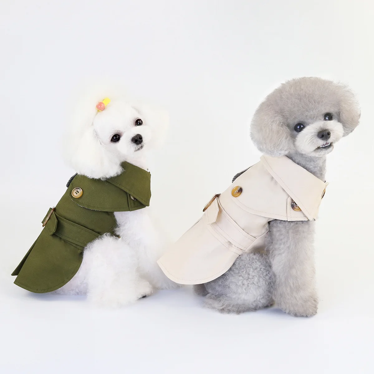 

2021 New Pet Trench Dog Tricolor Windbreaker Teddy and Chihuahua Belt Clothes Pet Coat Blue Pet-apparel Pet Cat Clothing