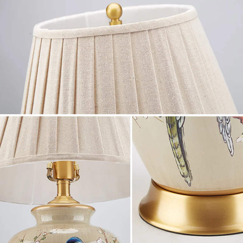 

TUDA 38x65cm Free Shipping Living Room Table Lamp Bedroom Study New Chinese American Idyllic European Vintage Ceramic Table Lamp