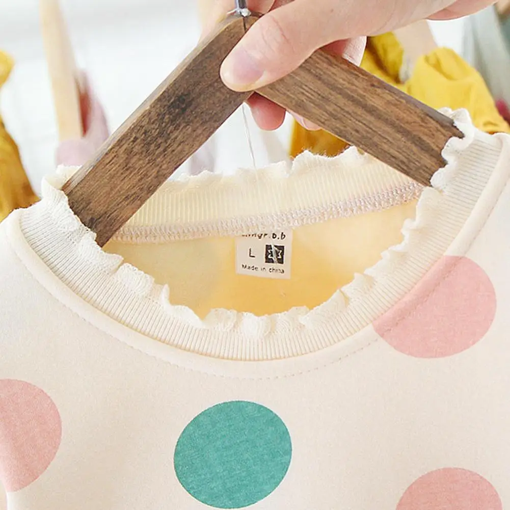 Baby Girl Kids Sweatershirt Stitching Long-Sleeves Personality Korean Lovely Dot Printing Princess Fashion Clothes