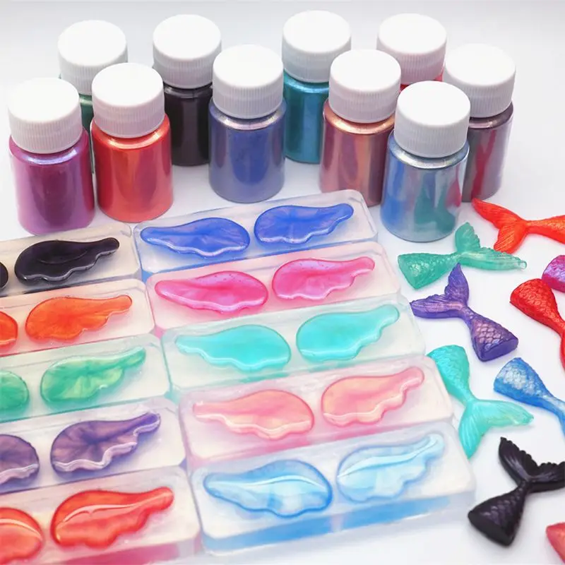 

6 Color Cosmetic Grade Resin Powder Natural Mica Mineral Pearlescent Pigment Soap Makeup Colorant Dye Jewelry Making
