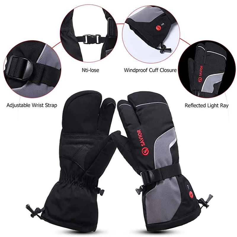 Перчатки с подогревом SAVIOR для мужчин женщин лыжные перчатки 3 пальцами 7 4 В