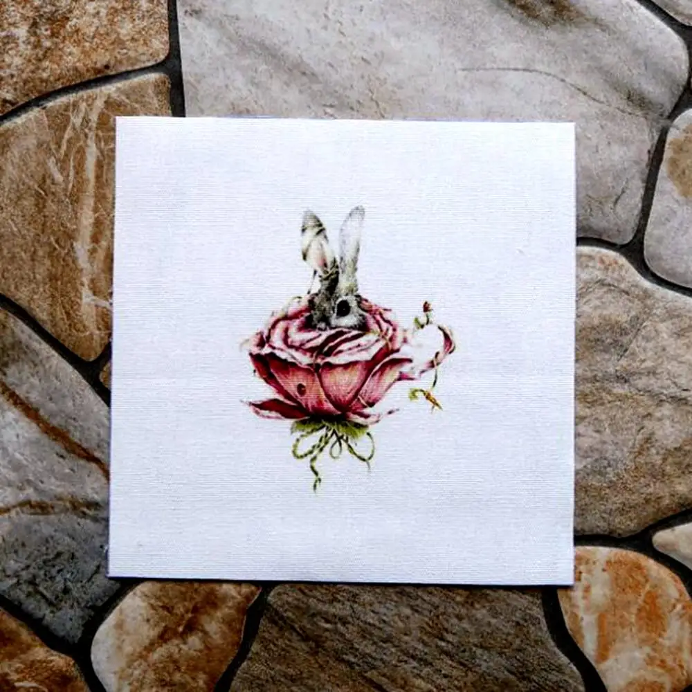 Окрашенная хлопчатобумажная льняная ткань с цифровым принтом кролика для