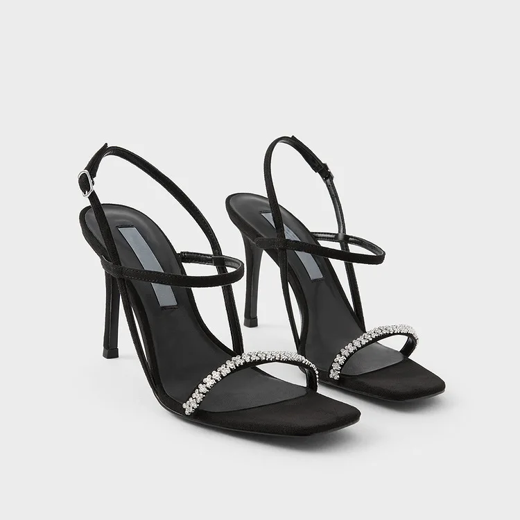 

High Heel Sandal for Women Female Shoe Square Toe 2021 Summer Shallow Mouth High-heeled Comfort Girls Sexy New Open Stiletto Bei