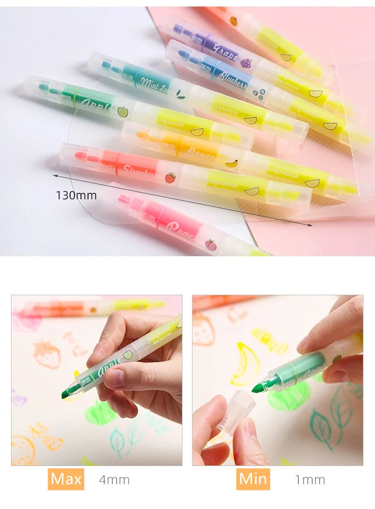 Набор цветных маркеров с фруктовым запахом 8 шт. двусторонние маркеры окошком для