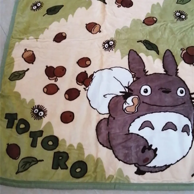 Manta de lana de TOTORO de dibujos animados japoneses, ropa de cama para ni&ntilde;os, funda suave para beb&eacute;, descanso para estudiantes, mantas textiles para el hogar-5