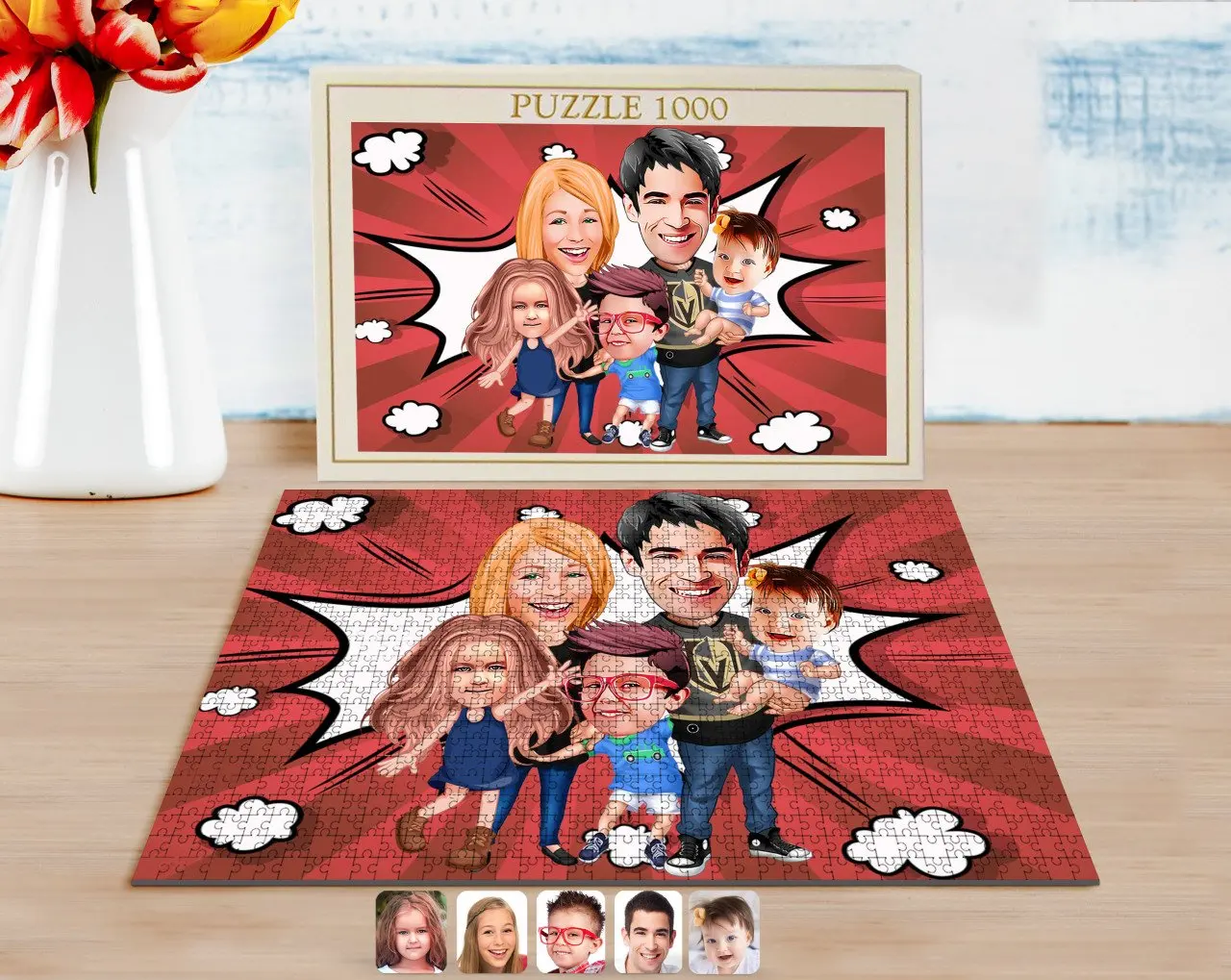 

Personalized Family Caricature of 1000 Piece Professional Puzzle-6