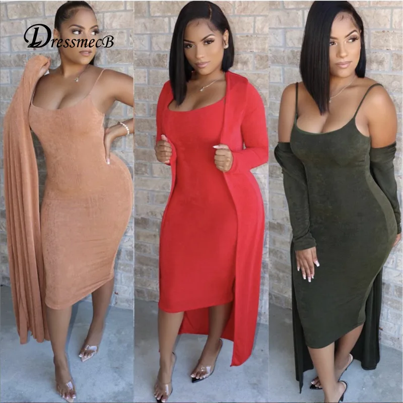 

Наряд из 2 предметов Dressmecb, розовый однотонный, на бретельках, женская одежда, кардиган и платье миди, повседневный Женский комплект из 2 пред...