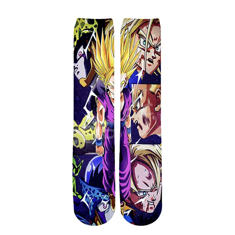 Tessffel Горячая Аниме Dragon Ball Z Goku Saiyan Harajuku, унисекс, Повседневные детские носки, модель 3D полный с рисунком кролика для мальчиков и девочек/мужские/женские разноцветные безбортные носки S-1