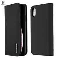 for iphone xs max case dux ducis wish series genuine leather wallet flip case with card slot magnetic closure full protection