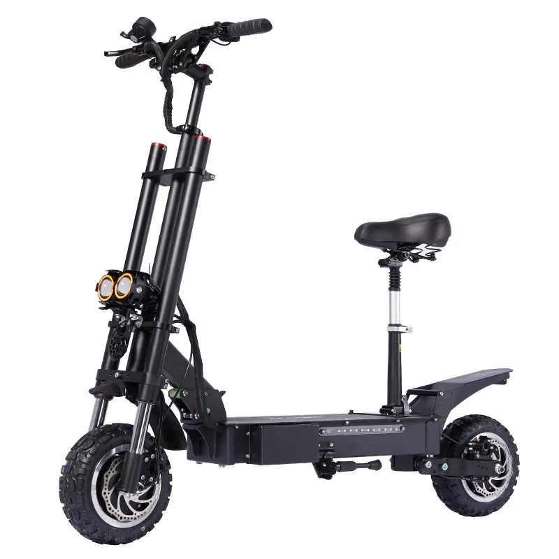 Электрический самокат Janobike с двойным приводом и сиденьем, 60 В/5600 Вт, быстрый складной самокат для взрослых, 11 дюймов, дорожный Электрический городской самокат