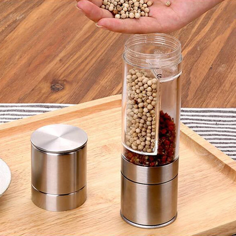 2 в 1 Новинка домашний кухонный инструмент ручной нержавеющая сталь соль мельница