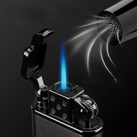 inflatable lighter windproof blue flame personality retro creative mens metal direct welding torch smoking accessories briquet