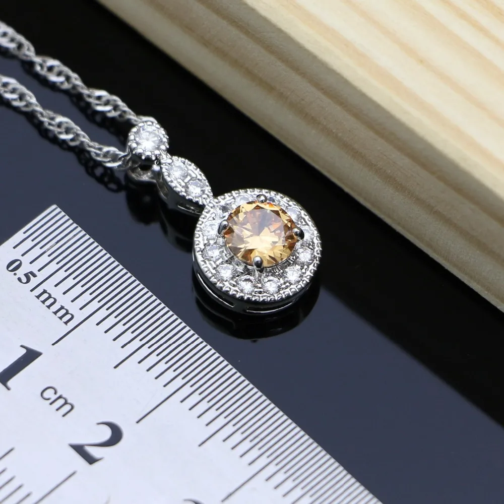 Silver 925 Bridal Jewelry Sets Natural Zircon For Women Earrings With Stone Necklace Set Dropshipping | Украшения и аксессуары