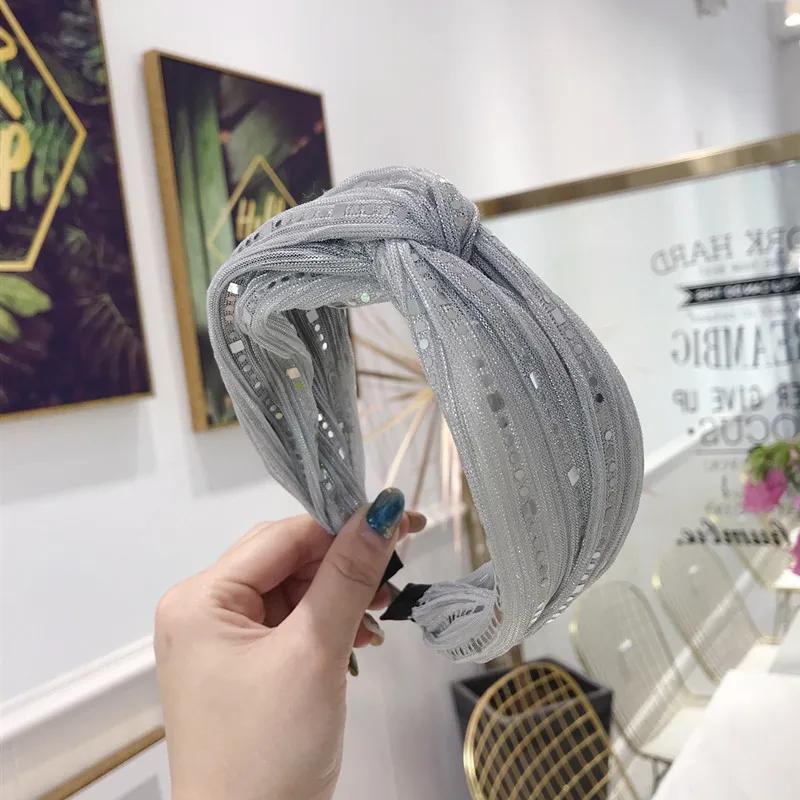

2019 New Simple Cloth Headband Pressure Plait Sequins Turban Hairband Comfortable Seaside Girls Sweet 7 Colors Solid