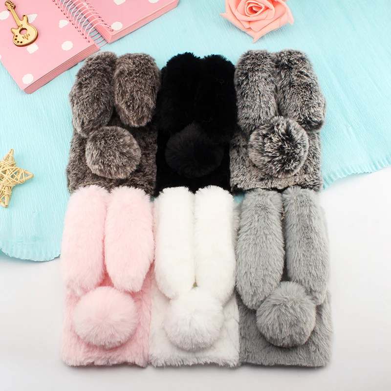 Мягкий пушистый кролик мышь DIY Красивый Стильный чехол Защитный для телефона Sony